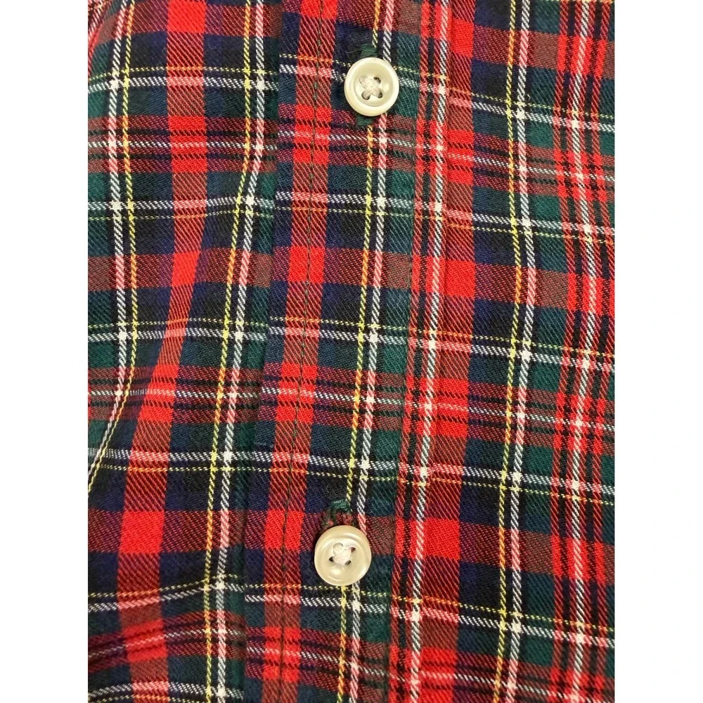 Ralph‎ Lauren Kids Red Green Tartan Plaid Button Down Shirt 3/3T Cotton